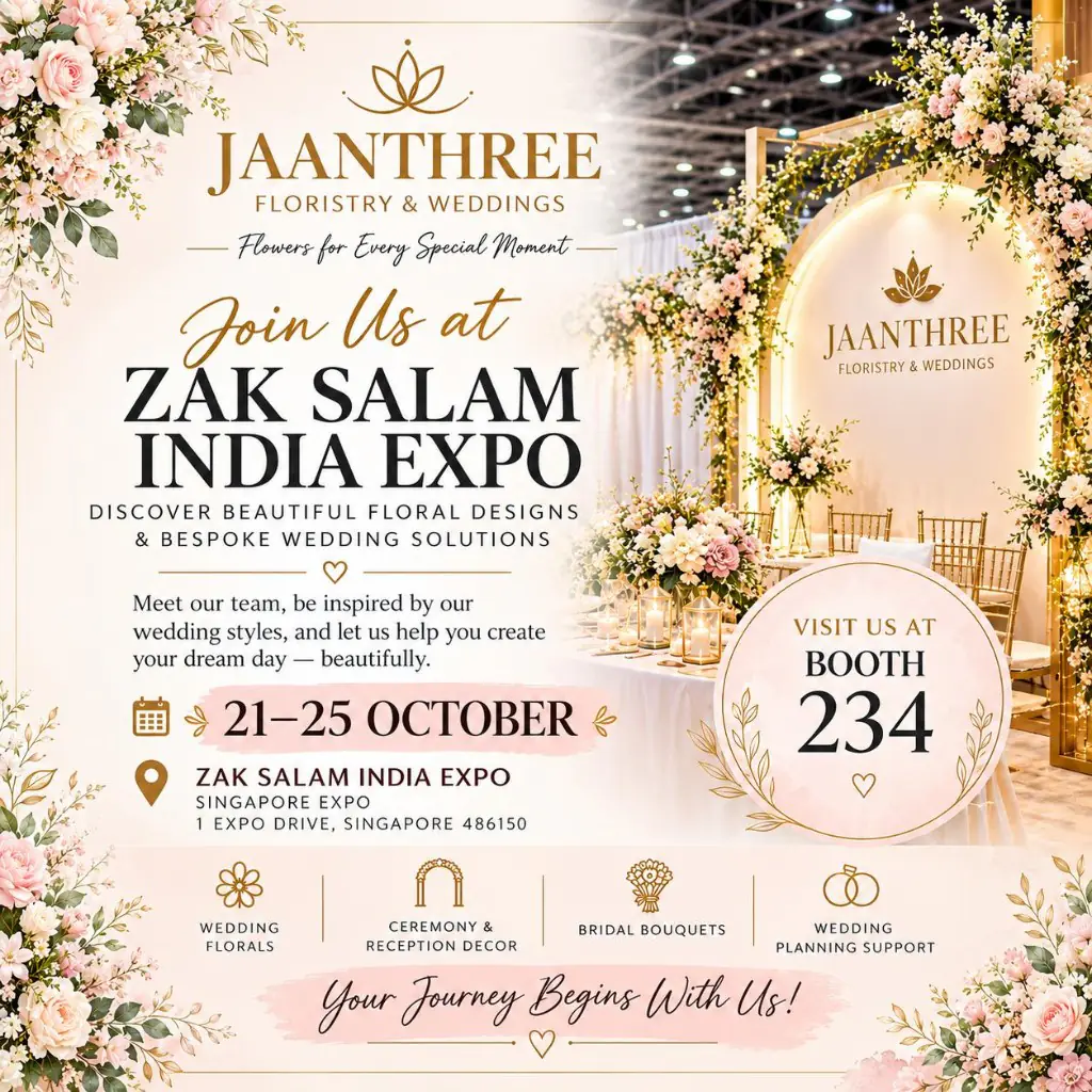 Jaanthree at Zak Salam India Expo — Booth 234, 21–25 October, Singapore Expo